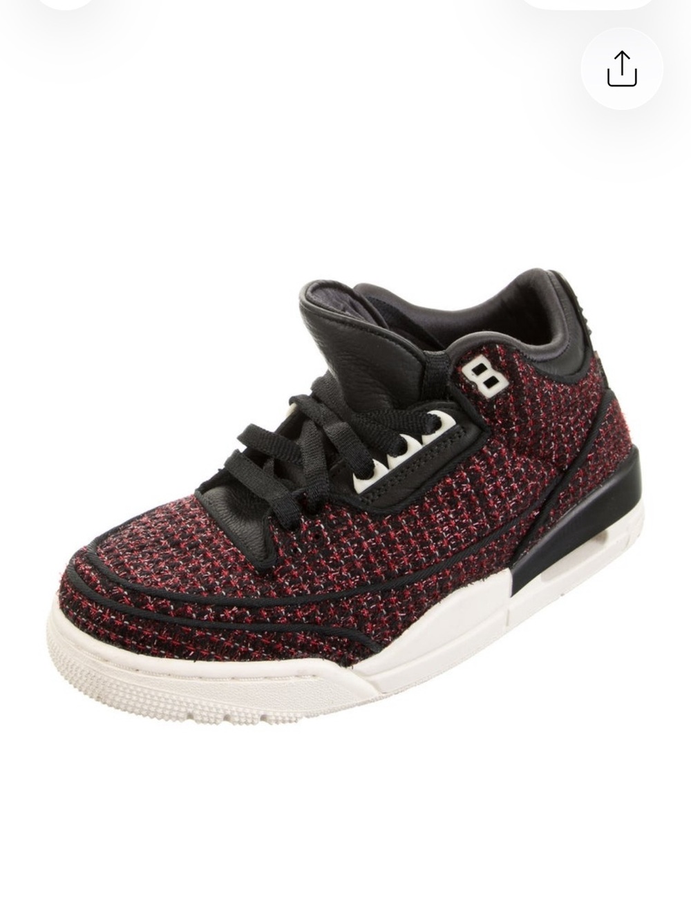 Jordan 3 AWOK Vogue University Red and Black Tweed Sneaker